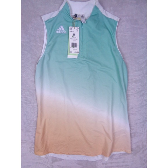 adidas Tops - Adidas Golf Polo Shirt Womens M Gradient Aeroready 1/4 Zip Sleeveless UPF 50+
